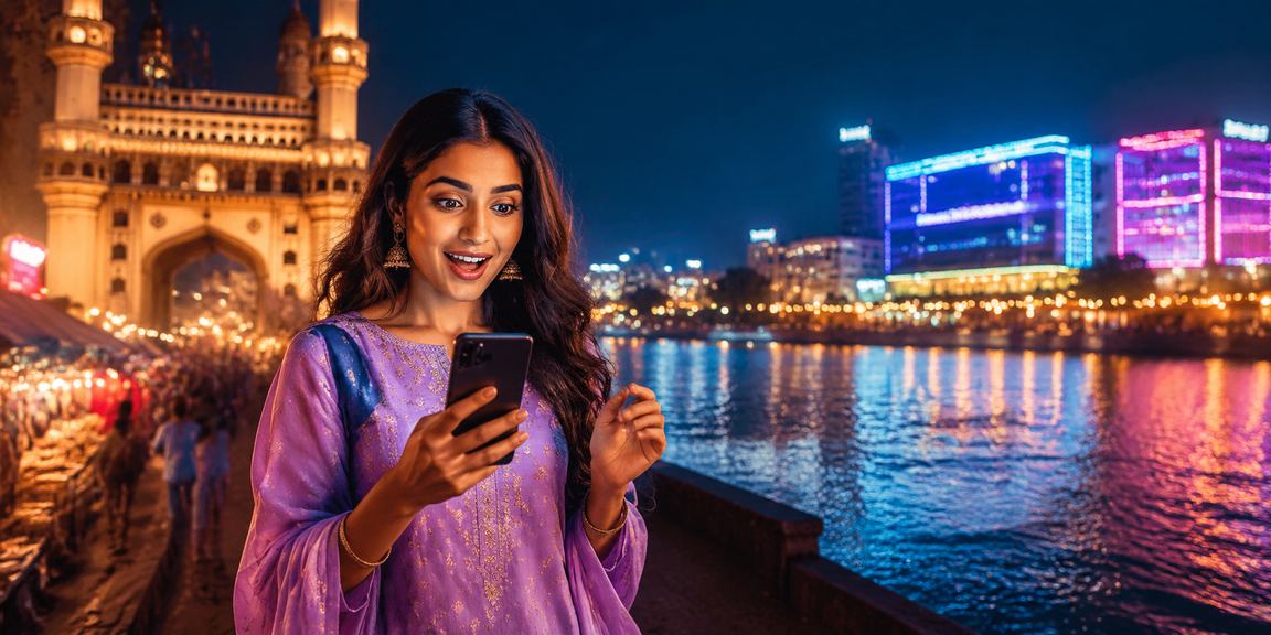 Mobile betting near Charminar Hyderabad night markets