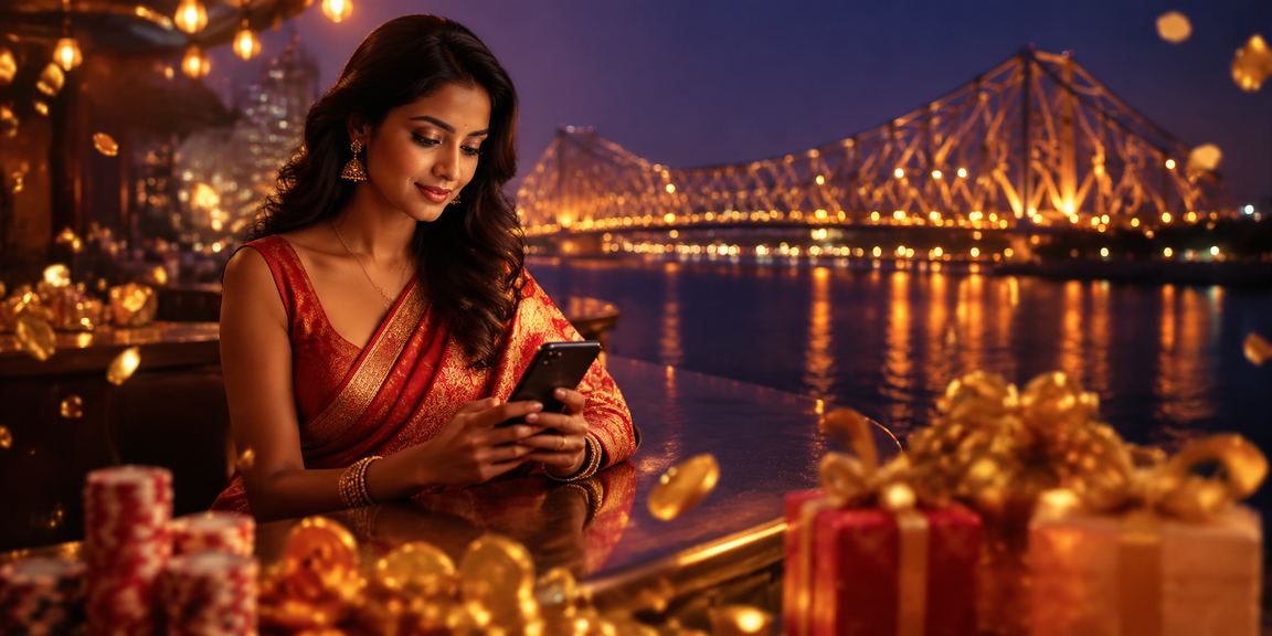 Kolkata Howrah Bridge with mobile casino atmosphere